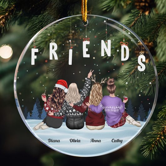 Personalized Acrylic Ornament for Friends Group, Winter Theme Holiday Keepsake