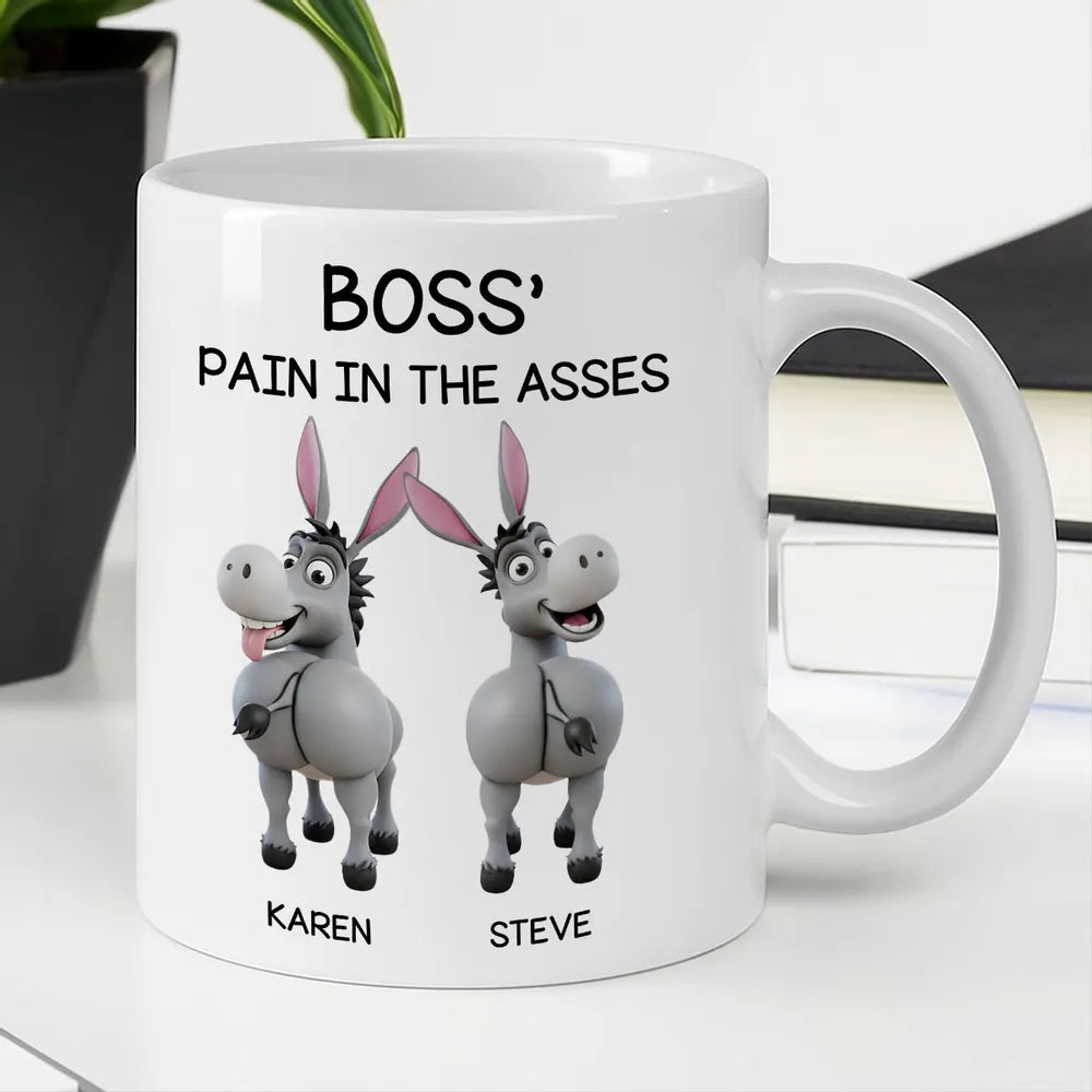 Funny Personalized White Ceramic Mug for Boss – Custom Cartoon Donkey Team, Unique Office Gift for Coworkers, Hilarious Value-Priced Present