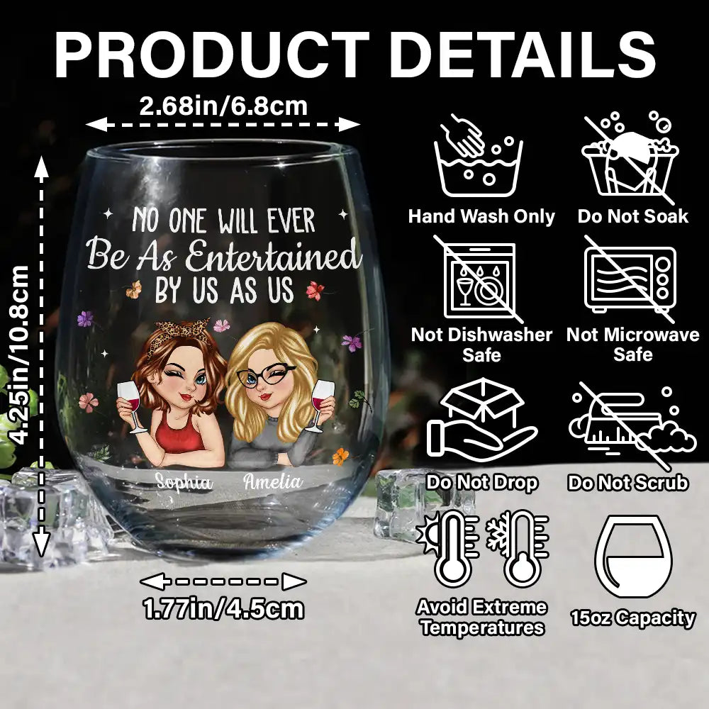 Best Friend Wine Glass – Fun Cartoon Design, Perfect Gift for Your Bestie