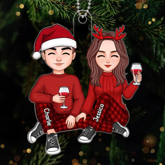 Cute Couple Christmas Gift For Him For Her Personalized Acrylic Ornament or Keychain or Plaque