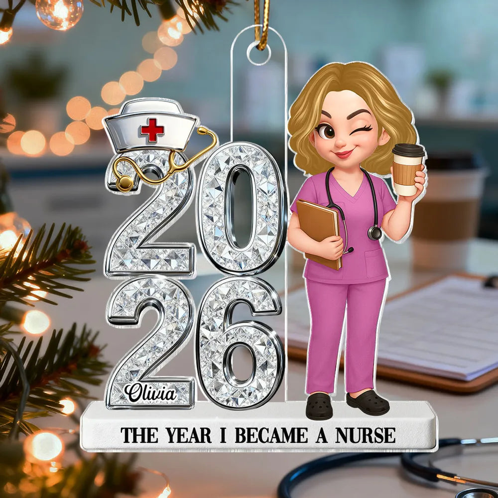 Personalized Acrylic Ornament New Nurse Graduation Keepsake With Shiny Year Design Cute RN Gift For Her