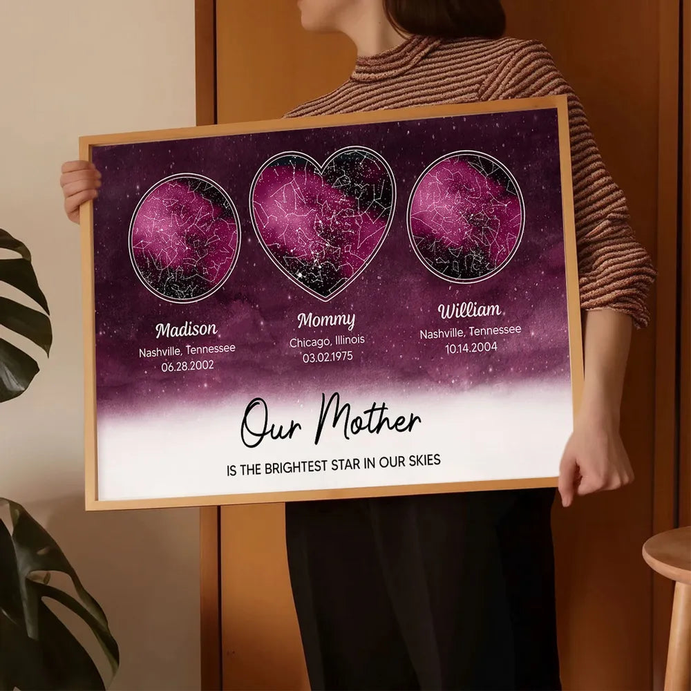Personalized Star Map Poster/Canvas - Ideal Mother’s Day Gift