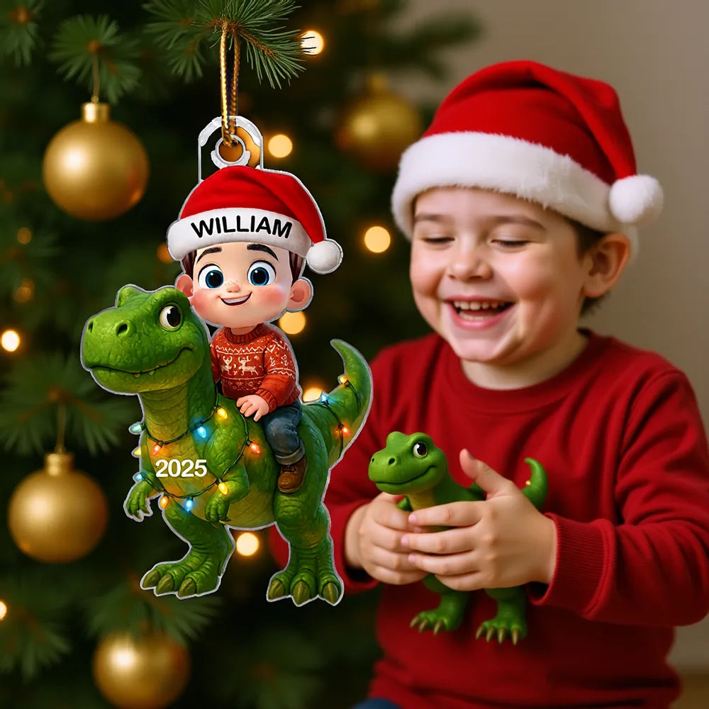 Acrylic Ornament Featuring Kid and Dinosaur Theme, Refined Texture, Perfect Collectible Gift for Children