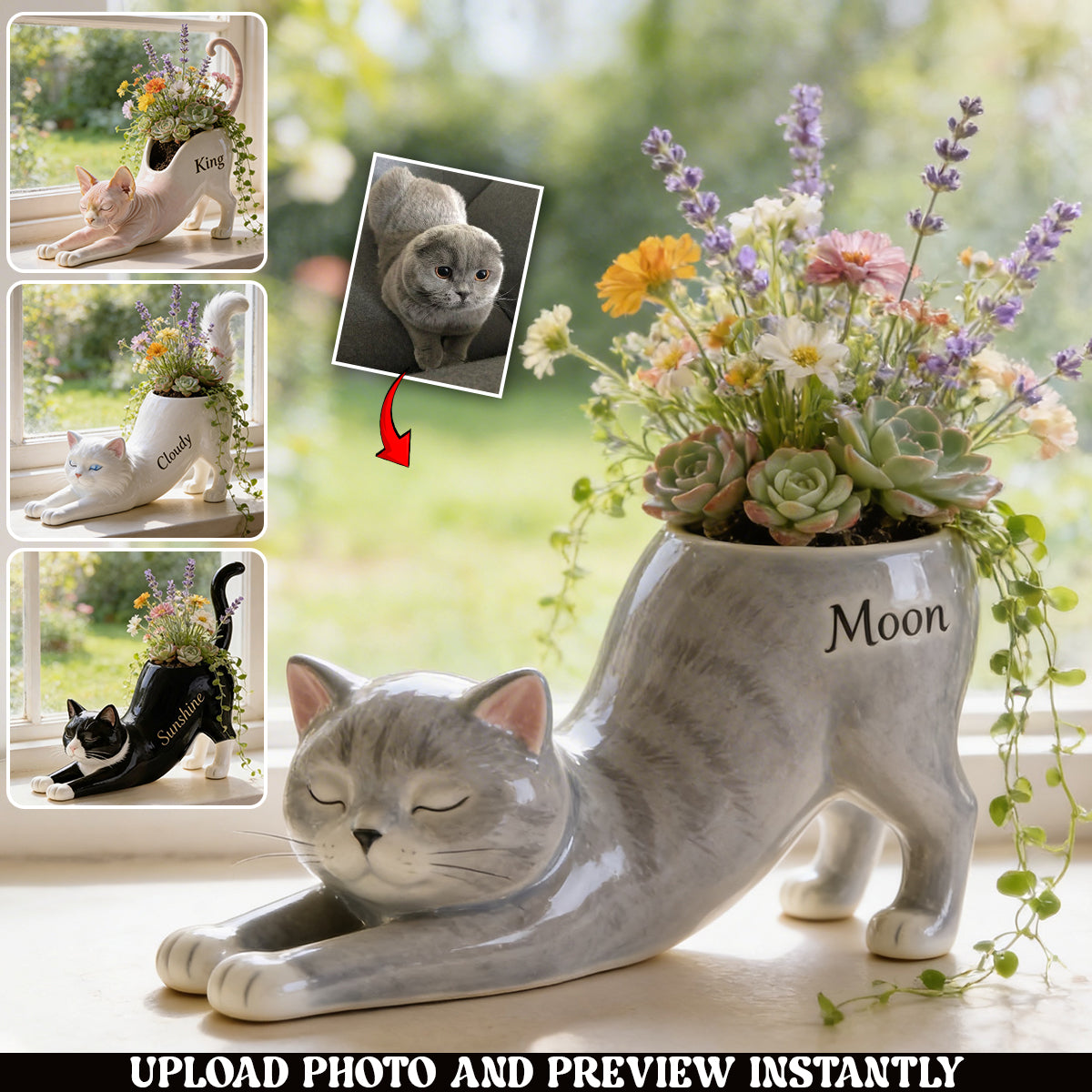 Any Pet Photo - Personalized Cat Acrylic Pot