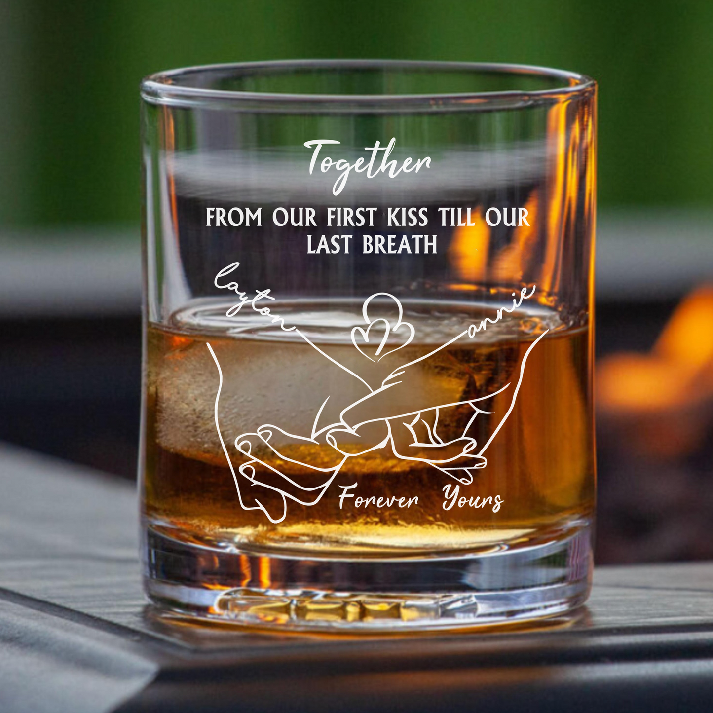 Personalized Romantic Whiskey Glasses, Custom Couple Gift with Photo & Love Quote