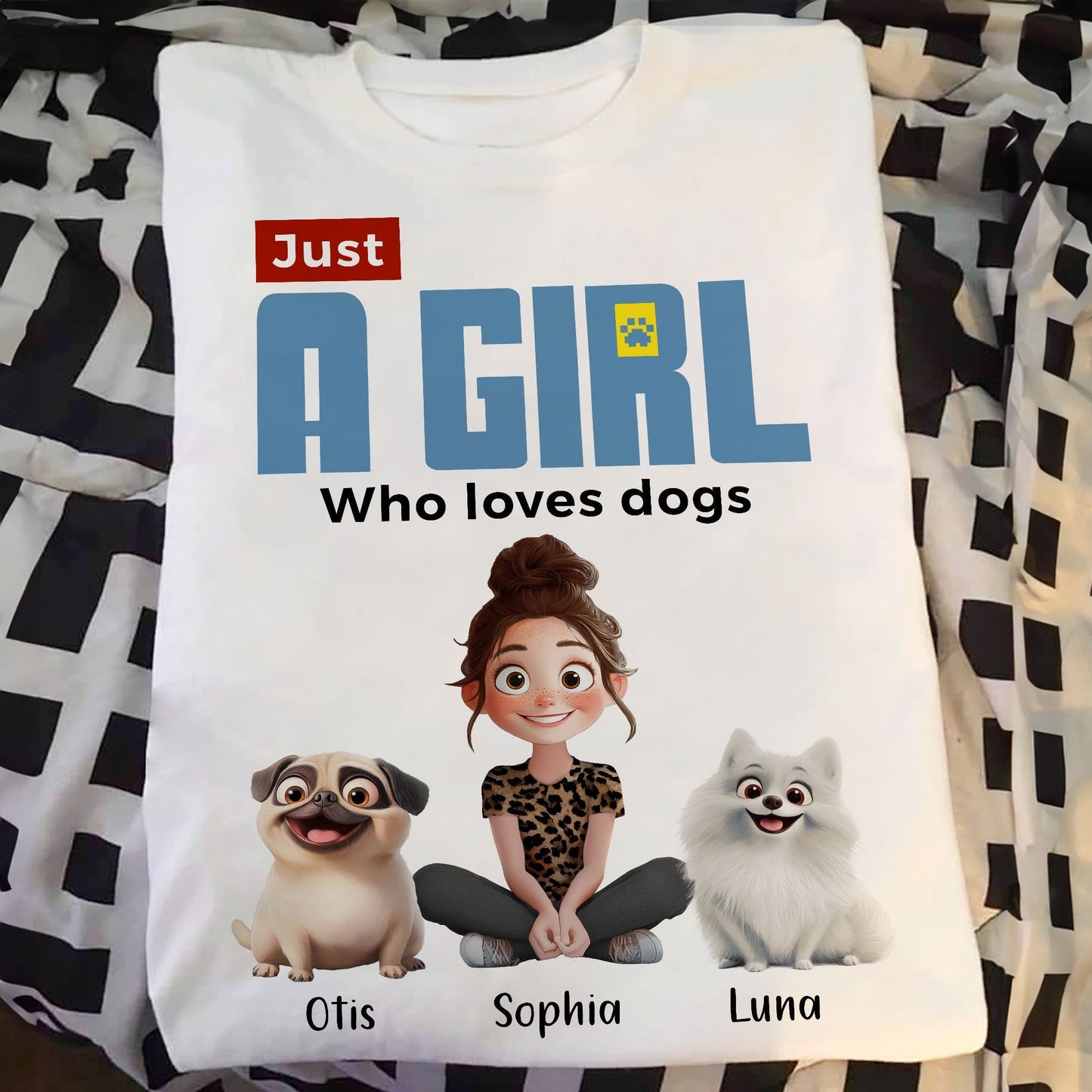 ‘Just A Girl Who Loves Dogs’ Classic Tee – Personalized Pet and Owner Design