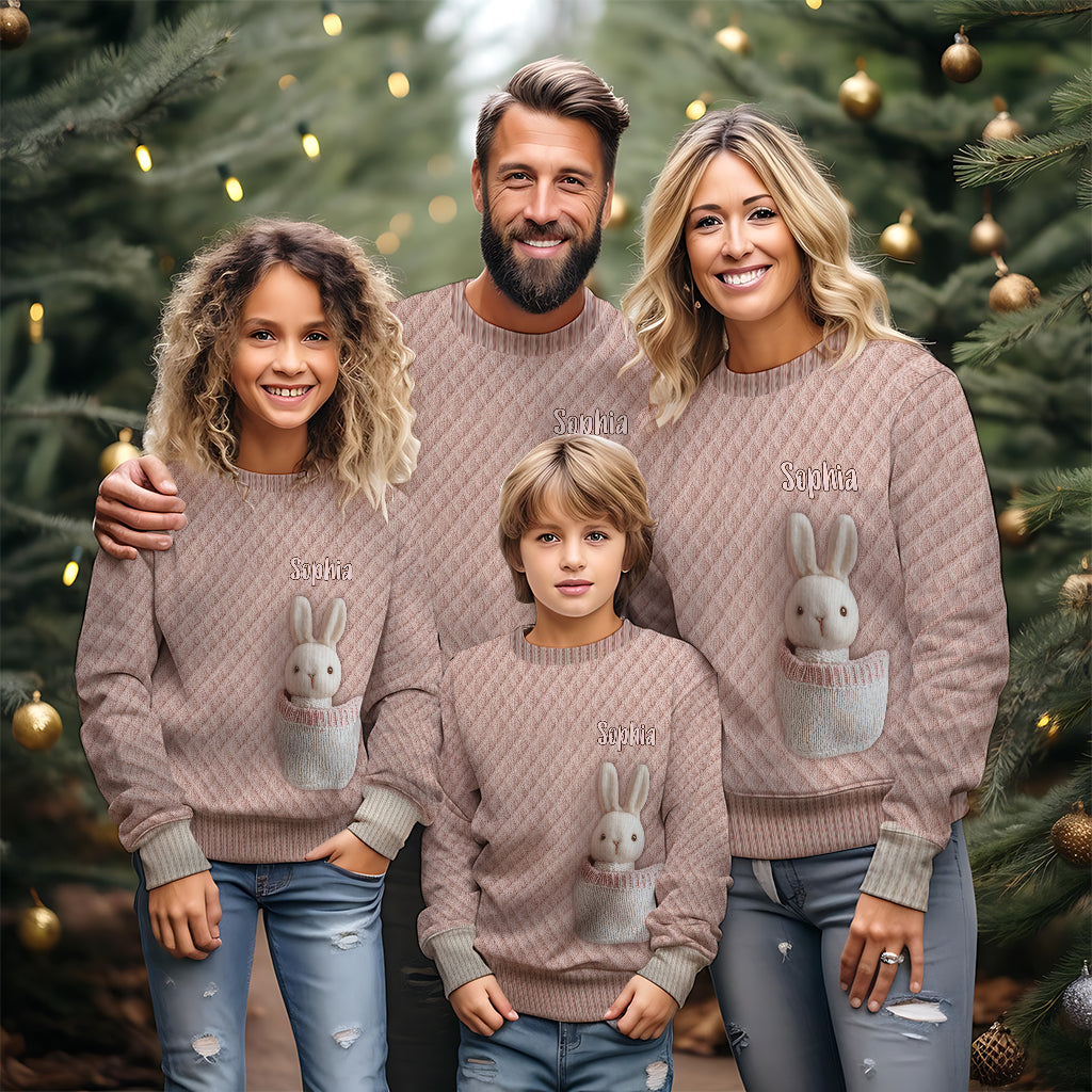 Bunny Pocket - Personalized Kid Ugly Sweater