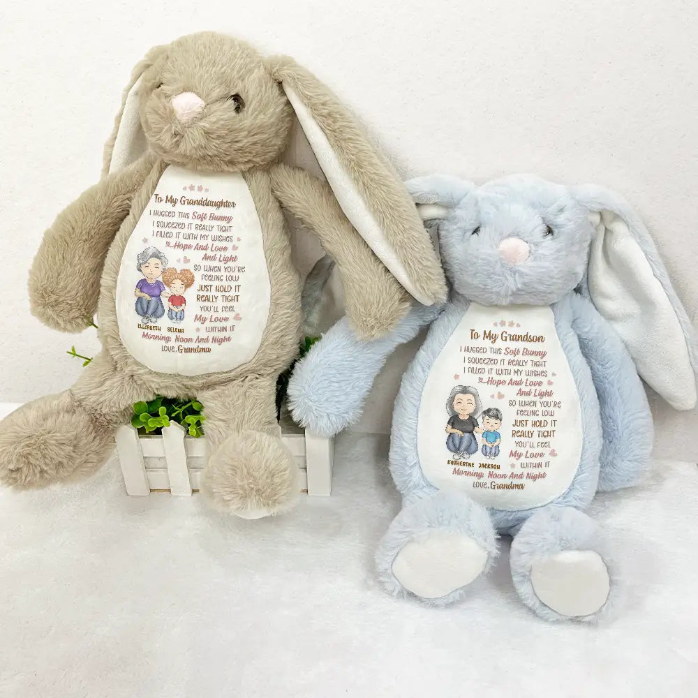 Personalized Plush Bunny for Granddaughter, Grandma's Wishes Message, Sweet Unique Gift for Comfort & Love
