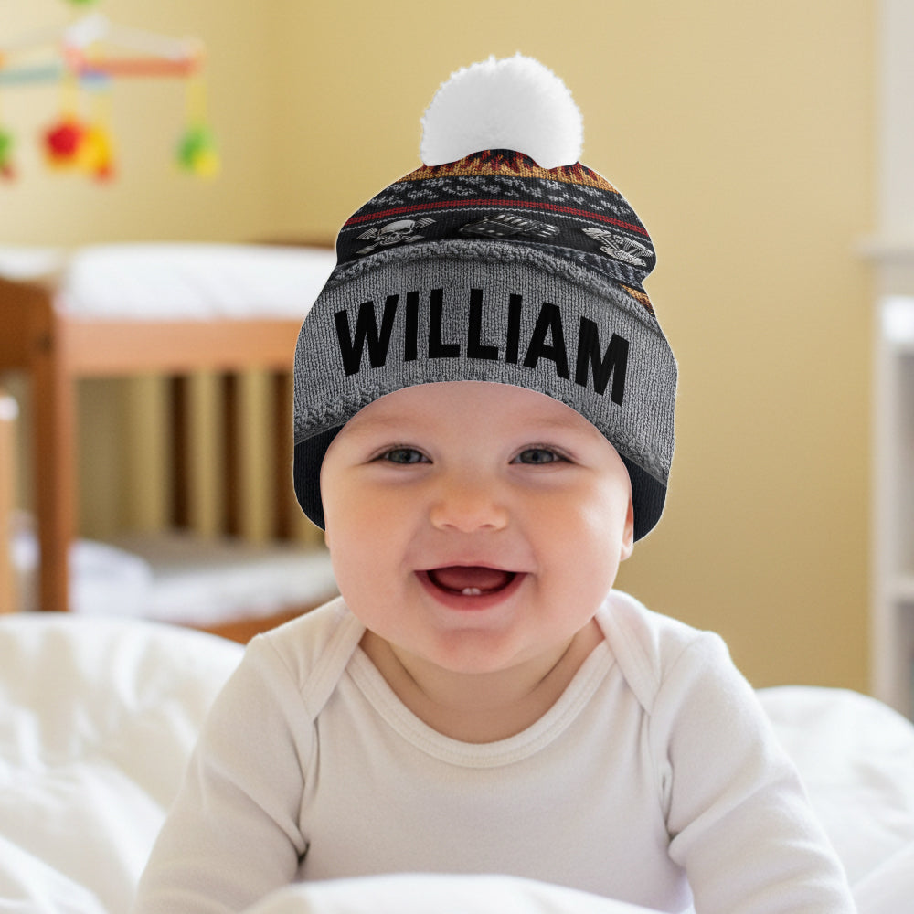 Flame & Engine - Personalized Biker Beanie Hat