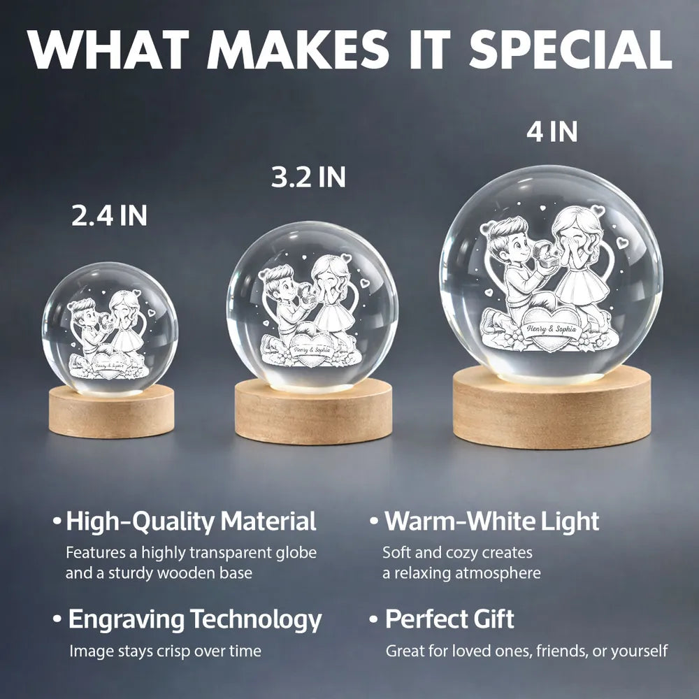 Personalized Crystal Ball LED Night Light, Kneeling Proposal Scene Night Light, Sweet Romantic Gift for Valentine's Day