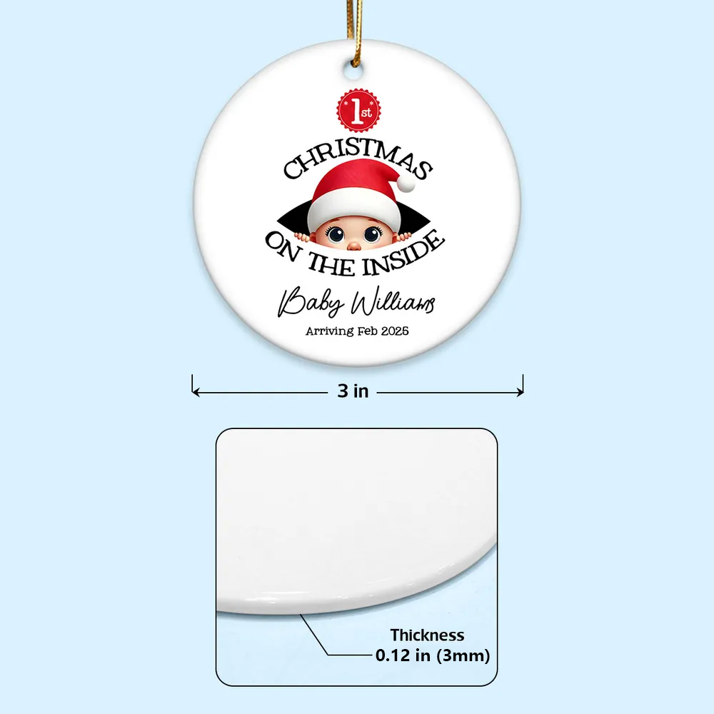 Personalized Christmas Ceramic Ornament for Expecting Parents, Baby Peeking Design, Unique Holiday Keepsake Gift