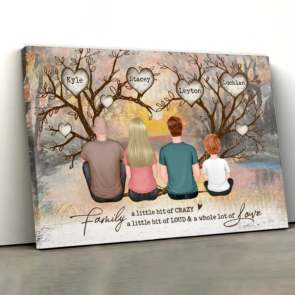 Personalized Family Heart Tree Poster or Canvas Wall Art with Names, Custom Home Decoration, Housewarming Wedding Gift