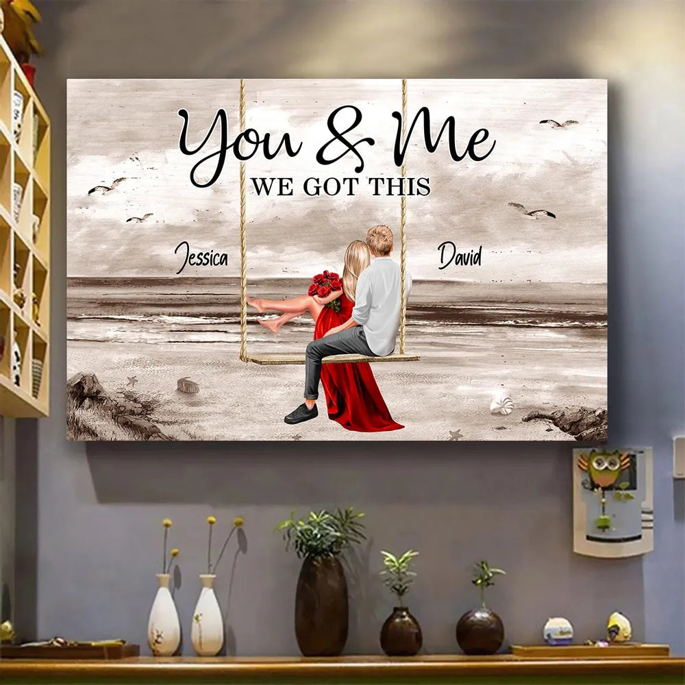 Personalized Romantic Poster with Couple on Swing, Love Home Décor and Gift for Couples