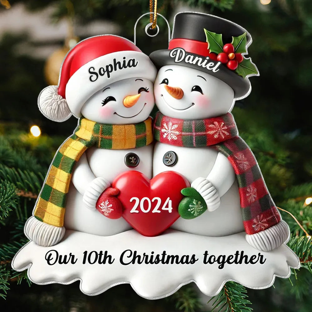 Custom Acrylic Snowman Hug Ornament for Christmas Gifts
