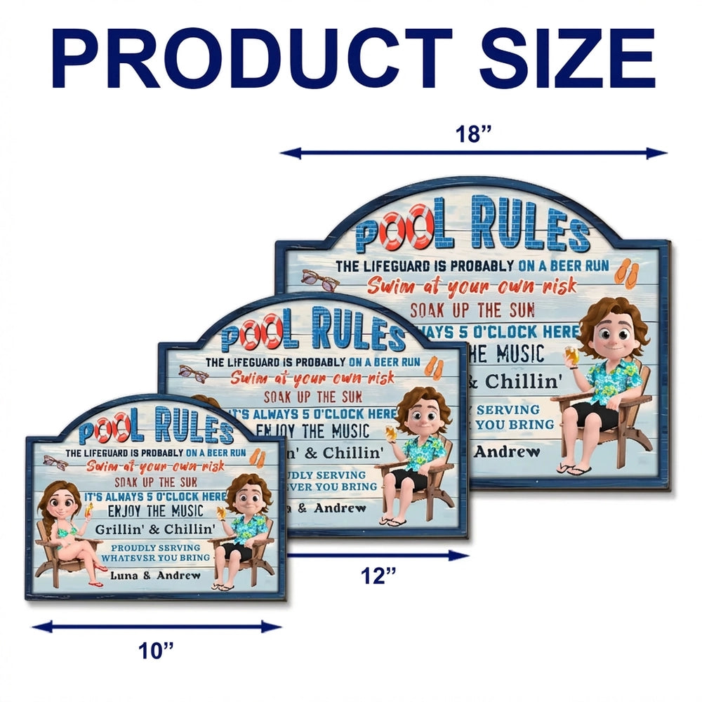 Poolside Grillin' & Chillin' Personalized Wooden Sign, Beachy Funny Backyard Decor, Unique Gift For Couples