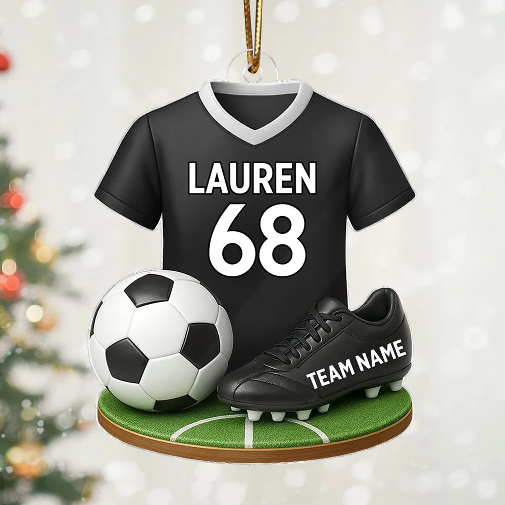 Custom Acrylic Soccer Ornament - Personalized Jersey Keepsake Gift