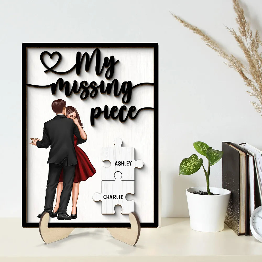 Personalized "My Missing Piece" 2 Layered Wooden Plaque – A Heartfelt Gift for Couples, A Symbol of Love and Completion, Anniversary Gift, Valentine's Day Gift For Couple