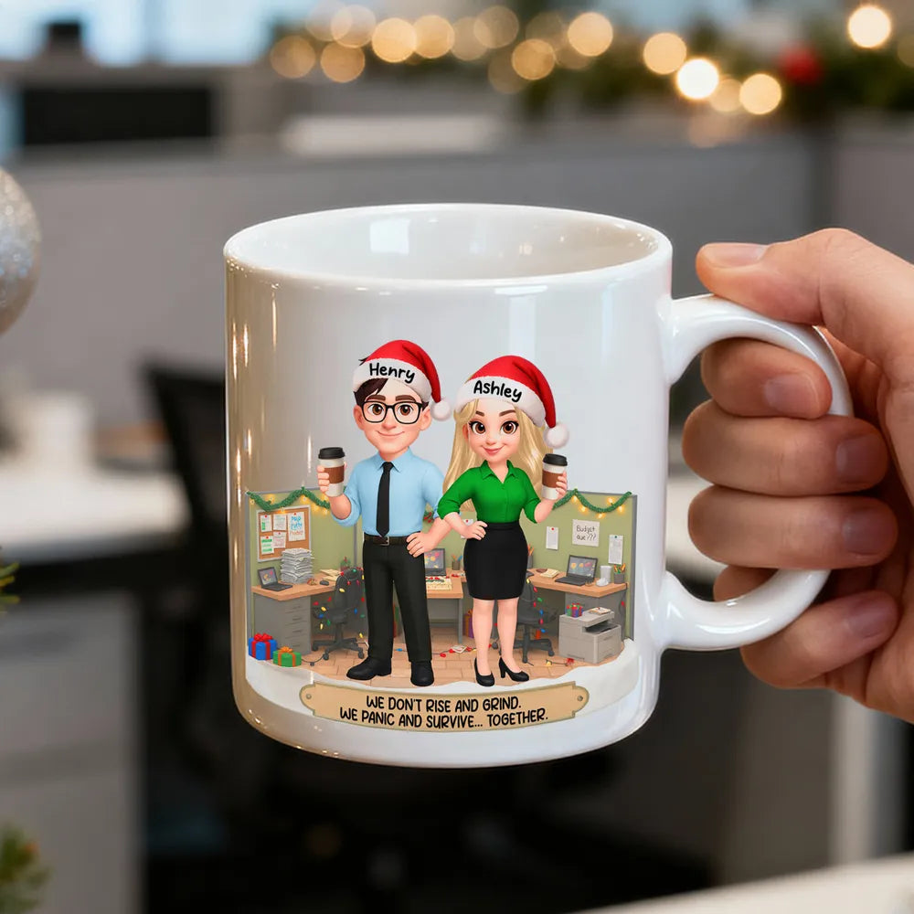 Personalized White Ceramic Mug for Coworkers – Funny Office Scene, Custom Work Besties, Unique Gift for Colleagues
