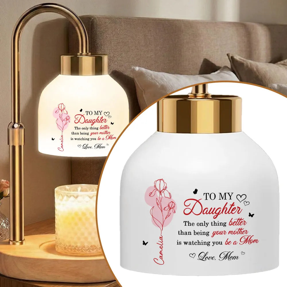 Candle Warmer Lamp Personalized for Daughter, Heartwarming New Mom Message, Sweet Bedroom Nightstand Gift