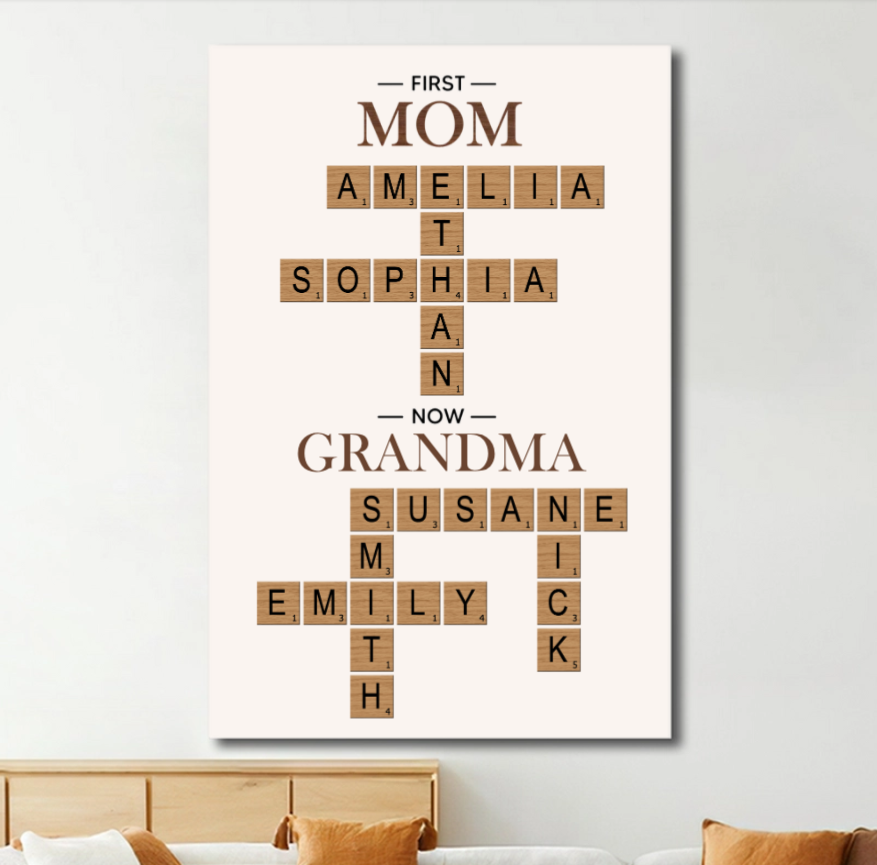Custom Scrabble Canvas Poster - Personalized Family Names Gift