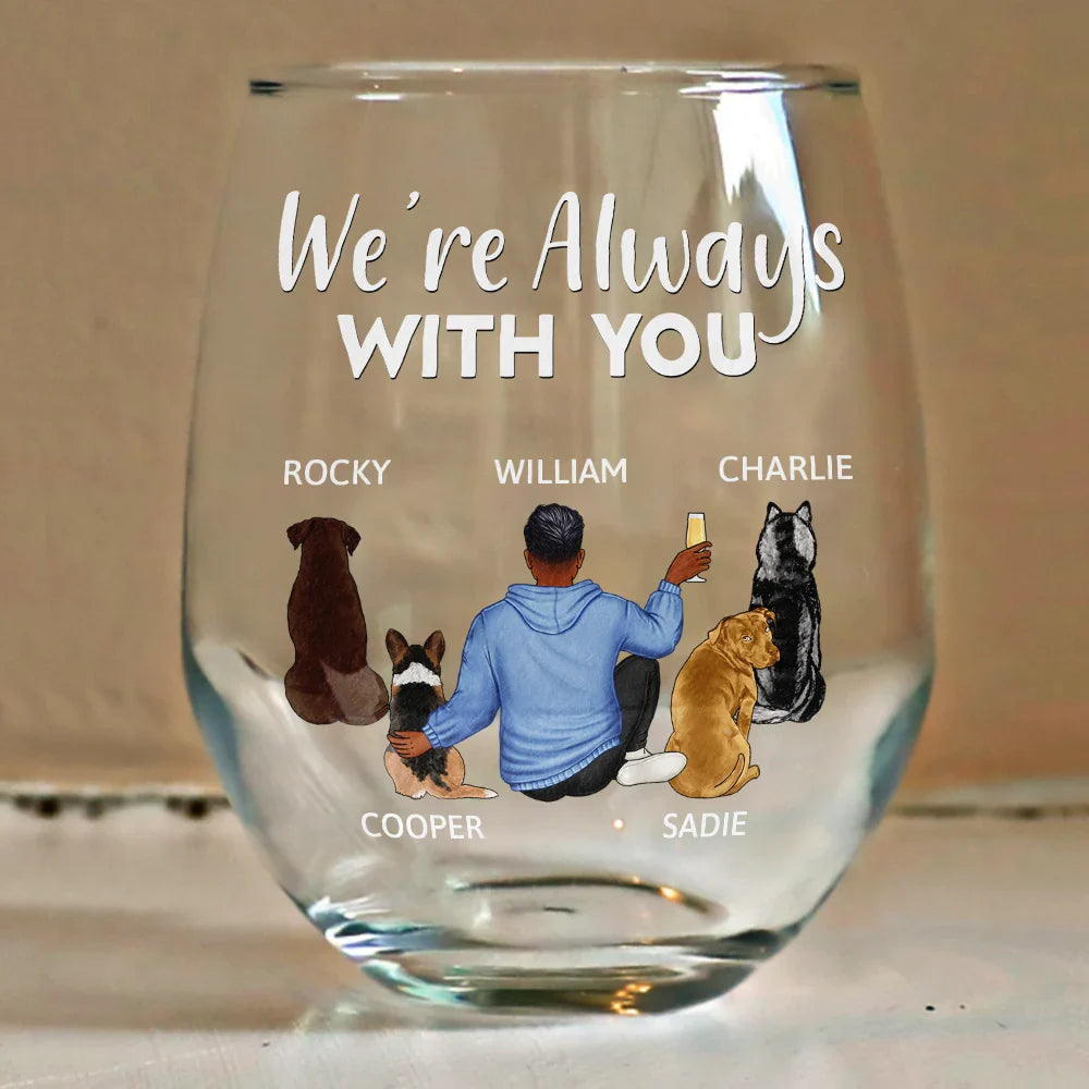 A Girl or A Guy & Their Dog – A Bond That Can’t Be Broken Personalized Wine Glass – Custom Pet Lover Gift for Men and Women