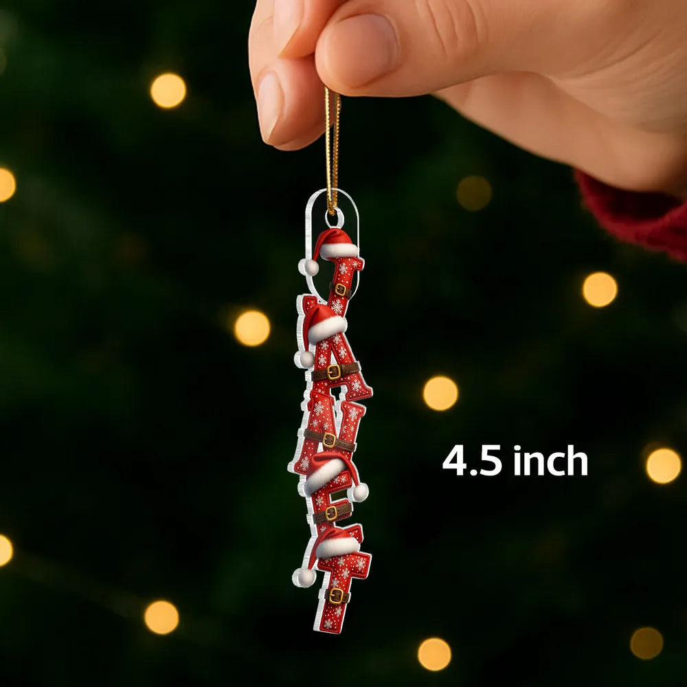 Personalized Acrylic Ornament with Santa Alphabet Letters, Custom Christmas Tree Decor, Unique Holiday Gift for Kids & Families