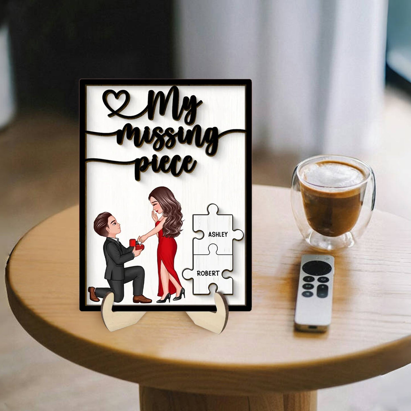Special Moment Couple Proposal 2-Layered Wooden Plaque, Personalized Couple Proposal Engagement Anniversary Keepsake, Heartfelt Decoration For Couples