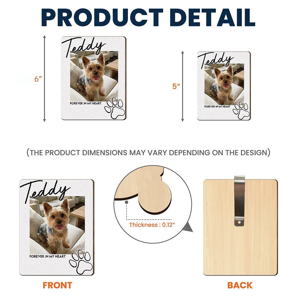 Personalized Wooden Car Visor Clip With Pet Photo and Memorial Quote, Warm Car Decor, Unique Gift for Dog Lovers