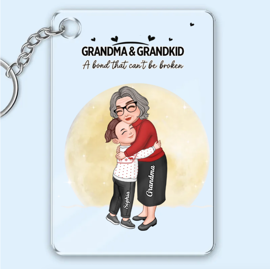 Cute Grandma & Grandkid Hugging - Gift For Grandkids & Grandma - Personalized Acrylic Ornament
