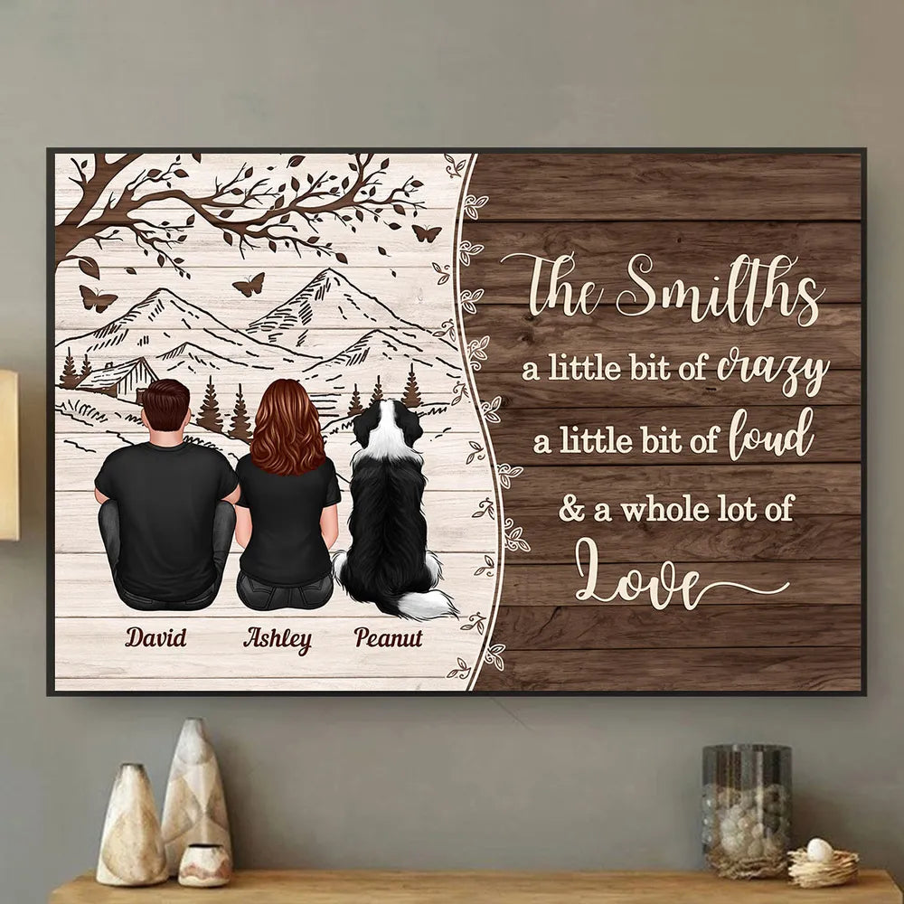 "A Little Bit of Crazy, A Whole Lot of Love" Personalized Mountain View Poster – Custom Family Wall Art