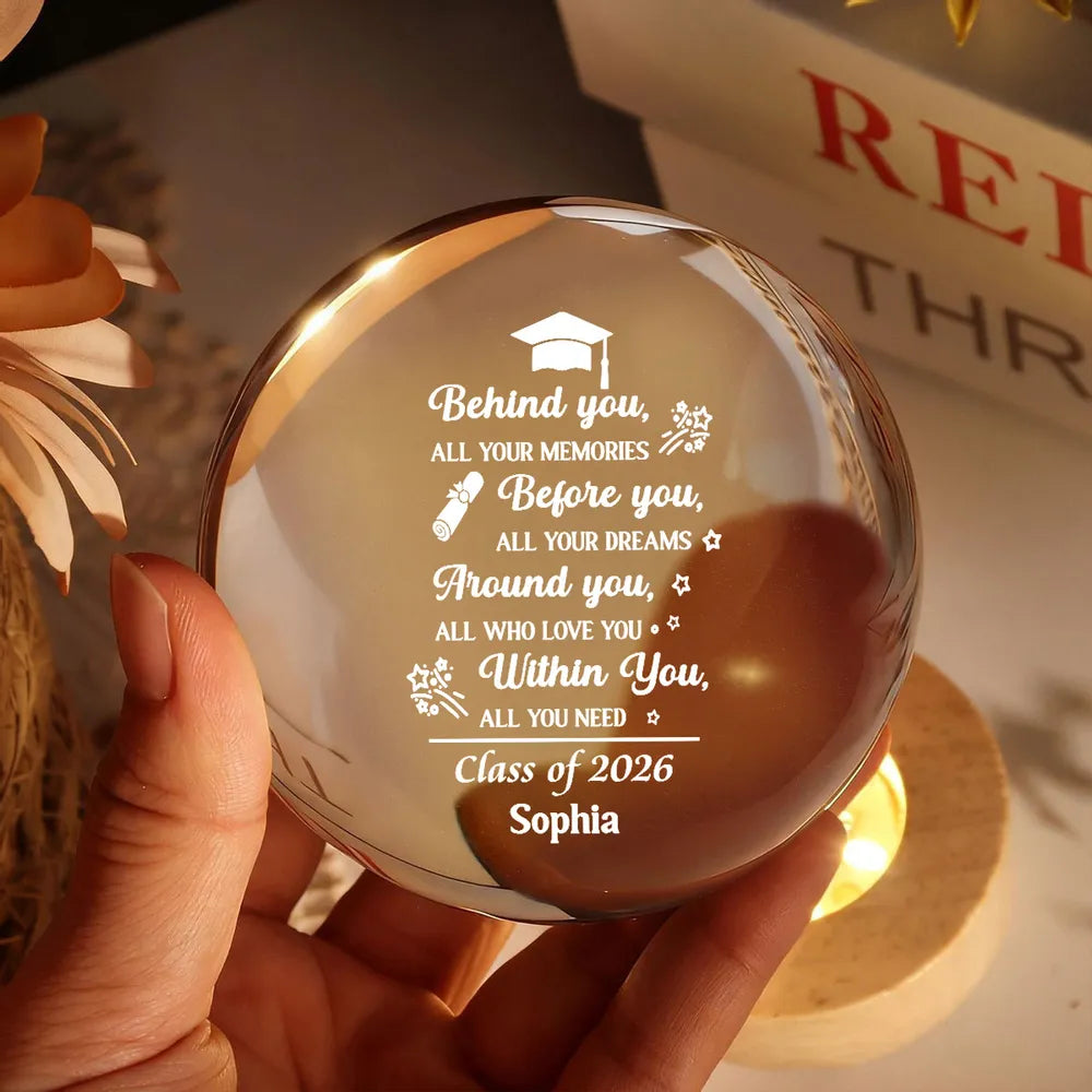 Behind You Before You Quote 1-Color K5 Globe Lamp, Personalized Graduation Night Light, Heartwarming Unique Gift for Son or Daughter