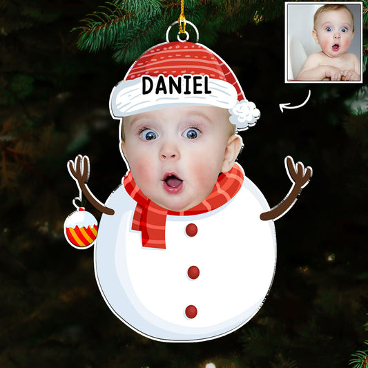 Custom Photo Acrylic Ornament, Snowman Design for Christmas Tree, a unique gift for parents & grandparents