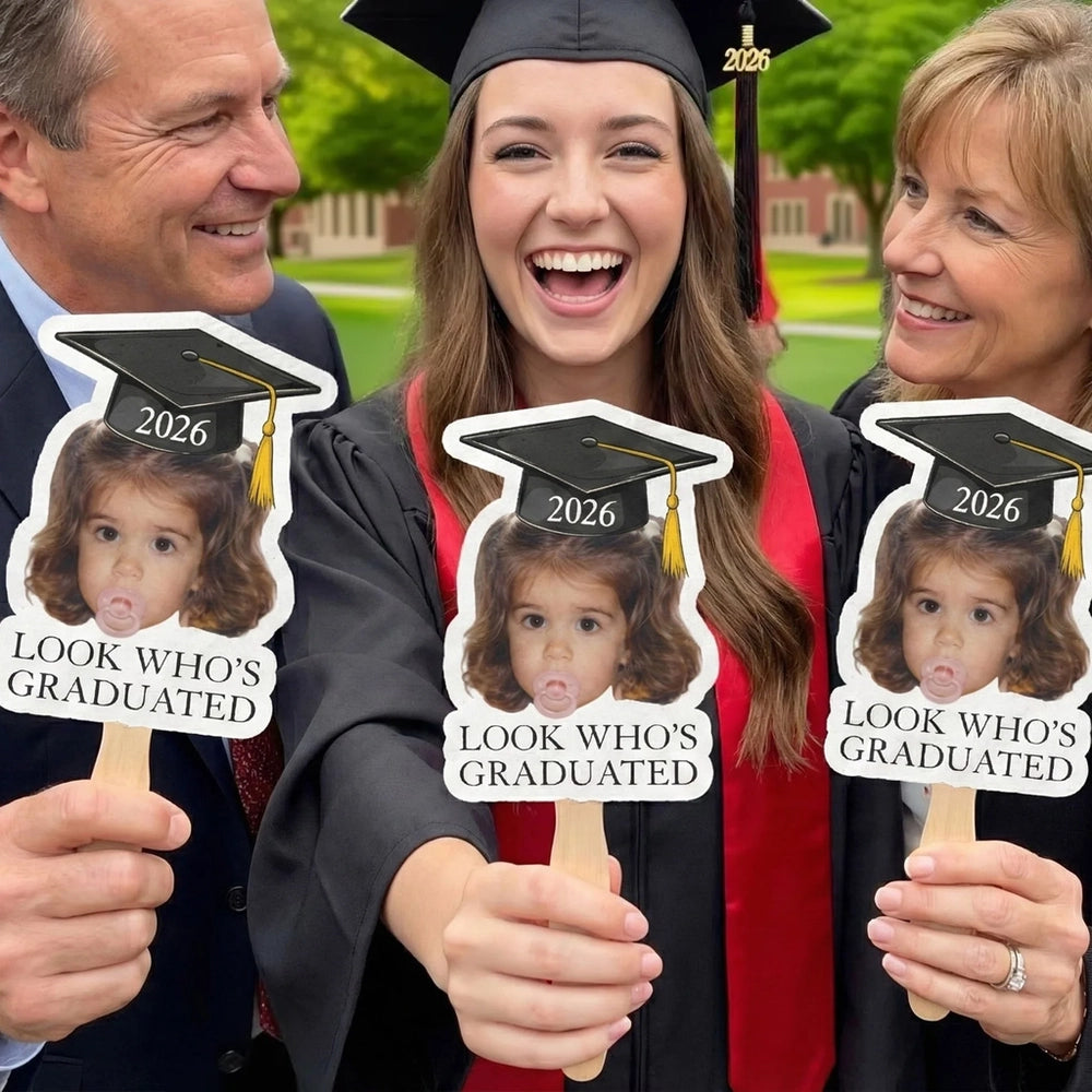 Personalized Graduation Fan with Childhood Photo, Look Who's Graduated, Unique Creative Gift for Grad Celebration