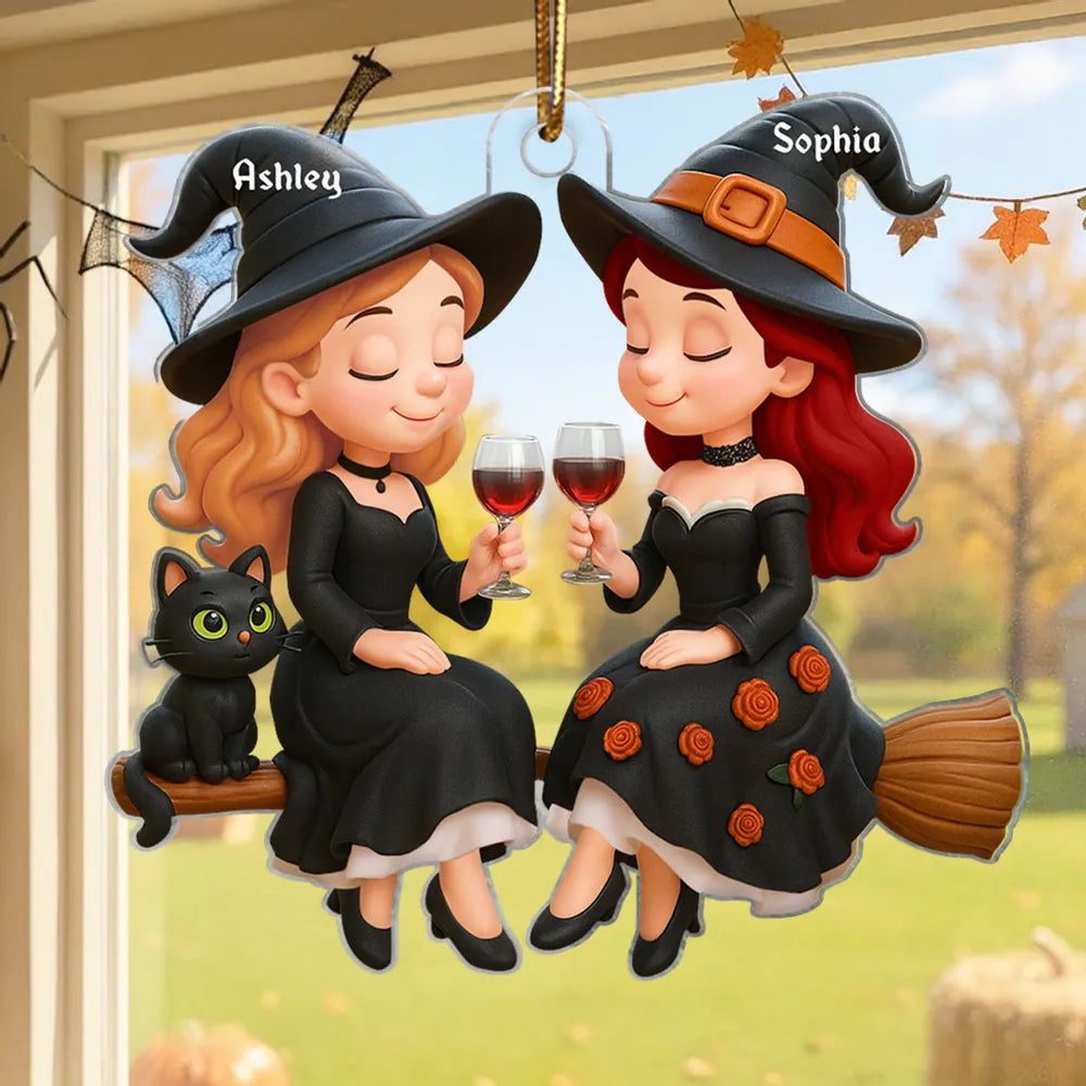 Witch Sisters Acrylic Ornament, Magical Vibe, Heartwarming Companionship, Perfect Gift for Friends