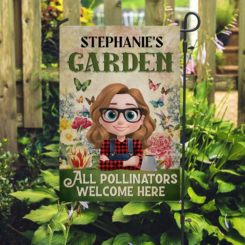 Custom Garden Flag Only for Garden Lovers, Whimsical Butterfly Florals and Friendly Gardener, A Heartwarming Unique Gift