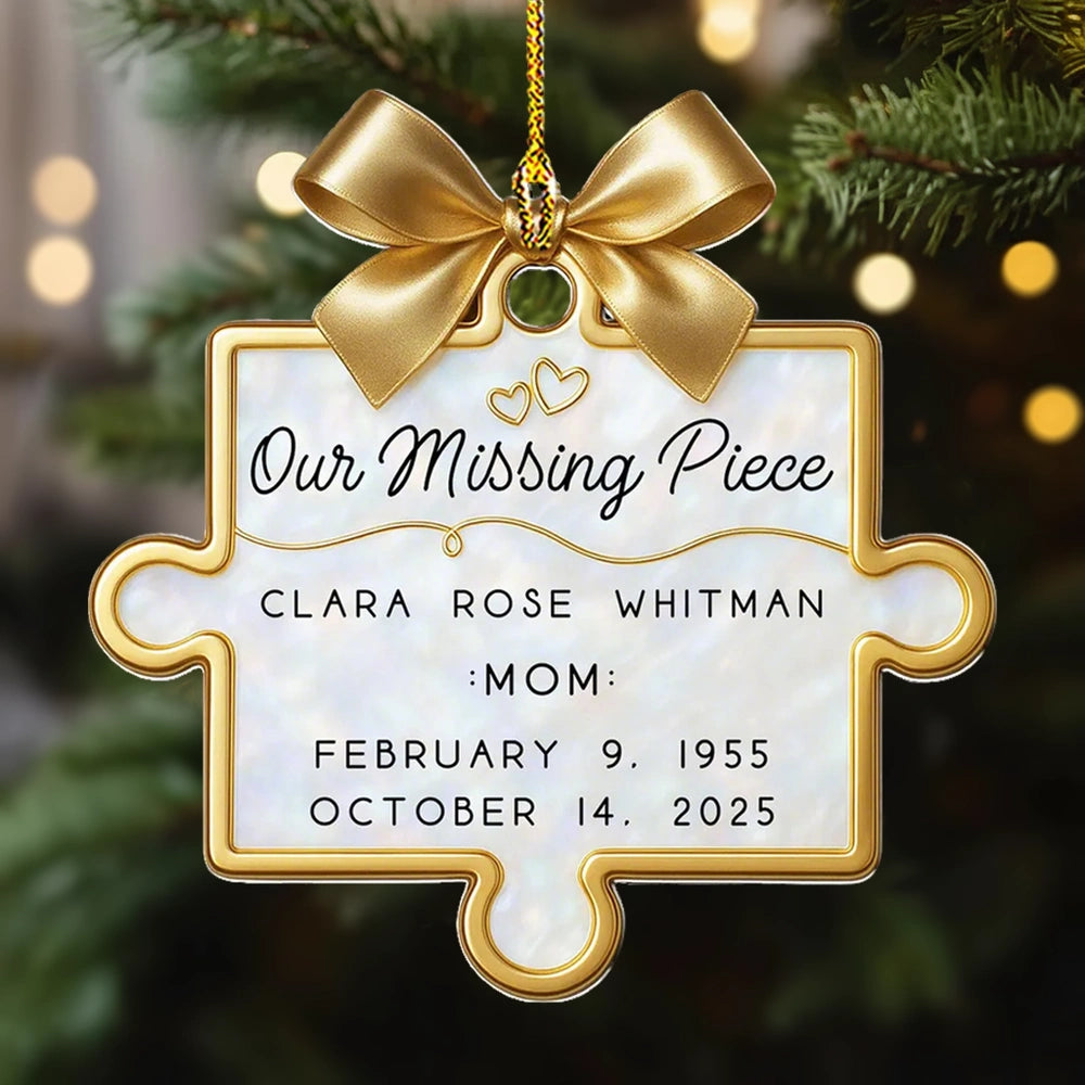 Personalized Memorial Puzzle Piece Acrylic Ornament - In Loving Memory Sympathy Gifts for Loss of Loved One