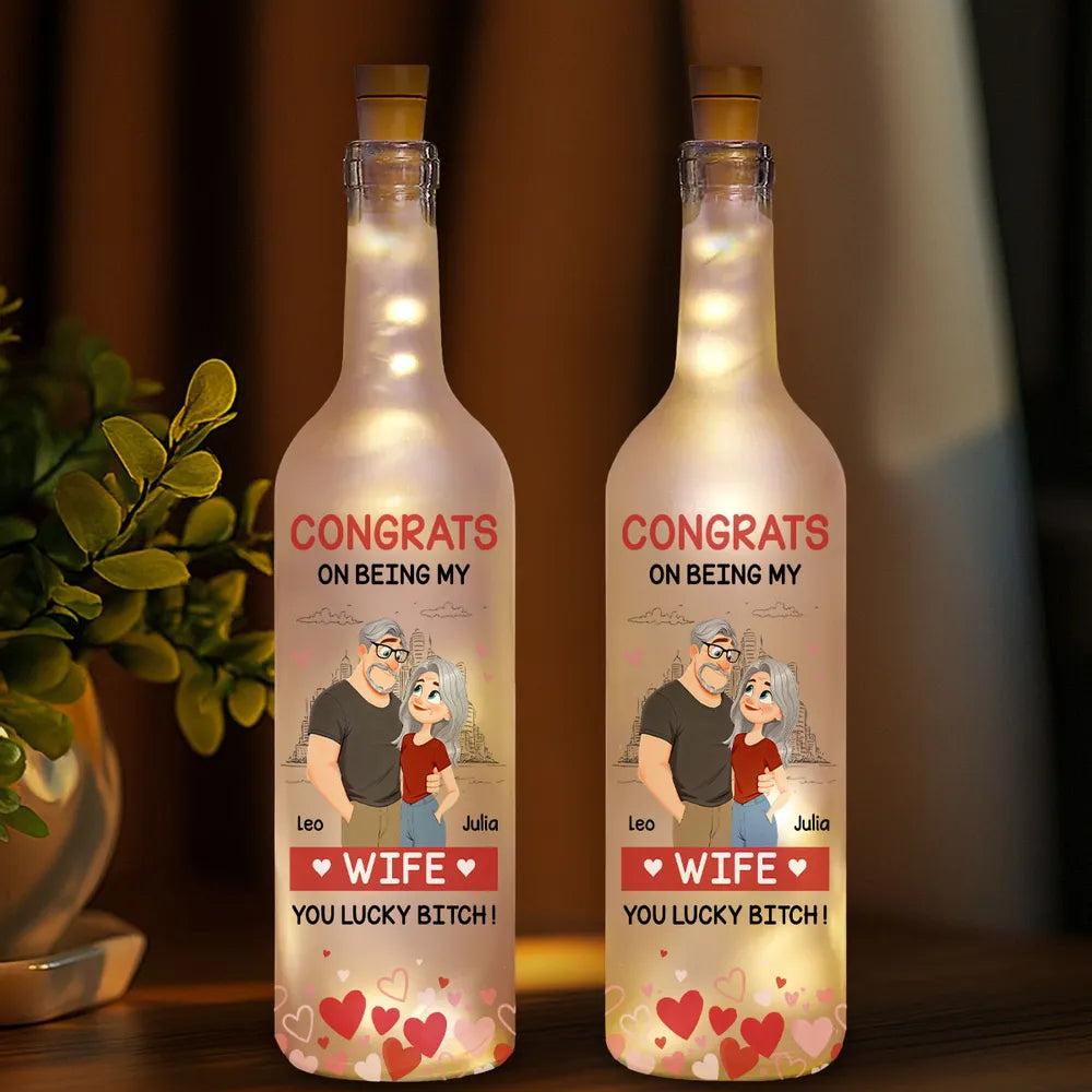 Personalized Bottle Lamp with Funny Girlfriend Cartoon, Warm Glow Bedroom Accent, Unique Gift for Girlfriend