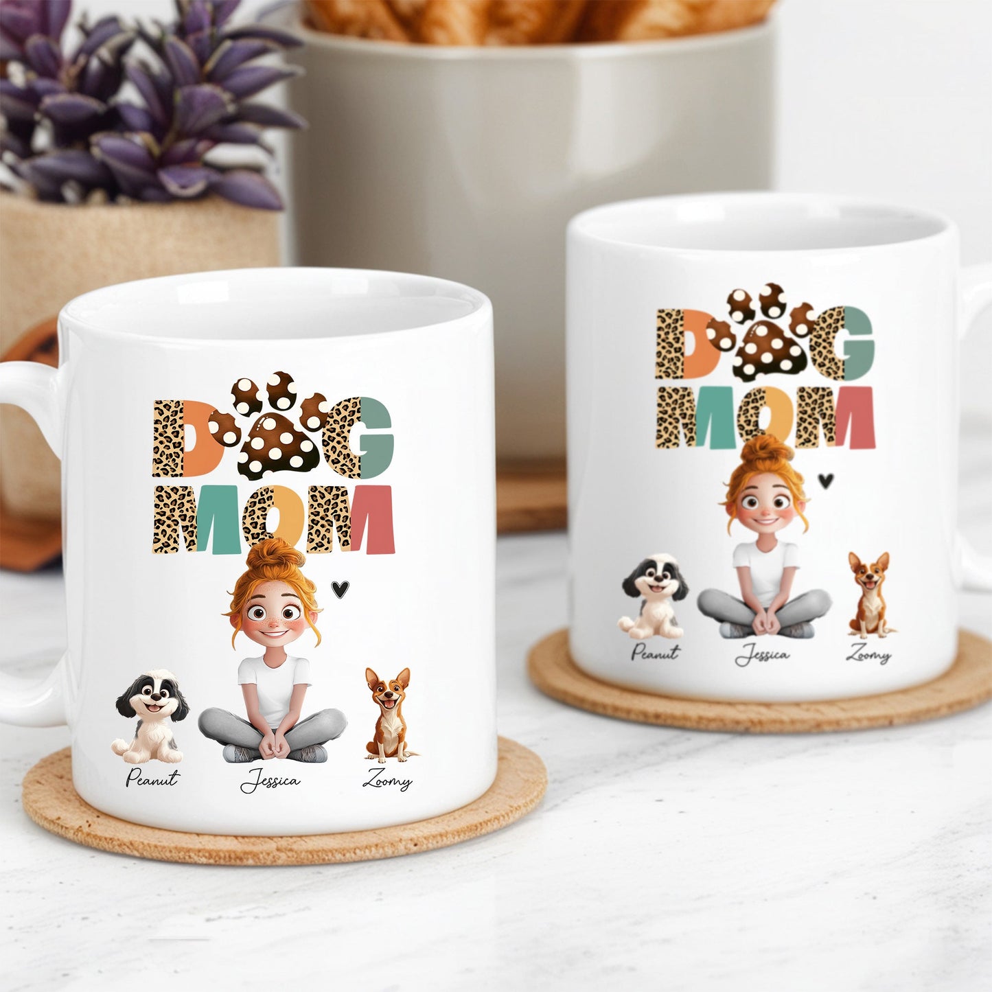 Cartoon Dog Mom as A Custom Engraved Crystal Car Hanger or as A Custom Car Hanger – A Unique Surprise for Mother's Day, Valentine's Day, or Pet Lovers