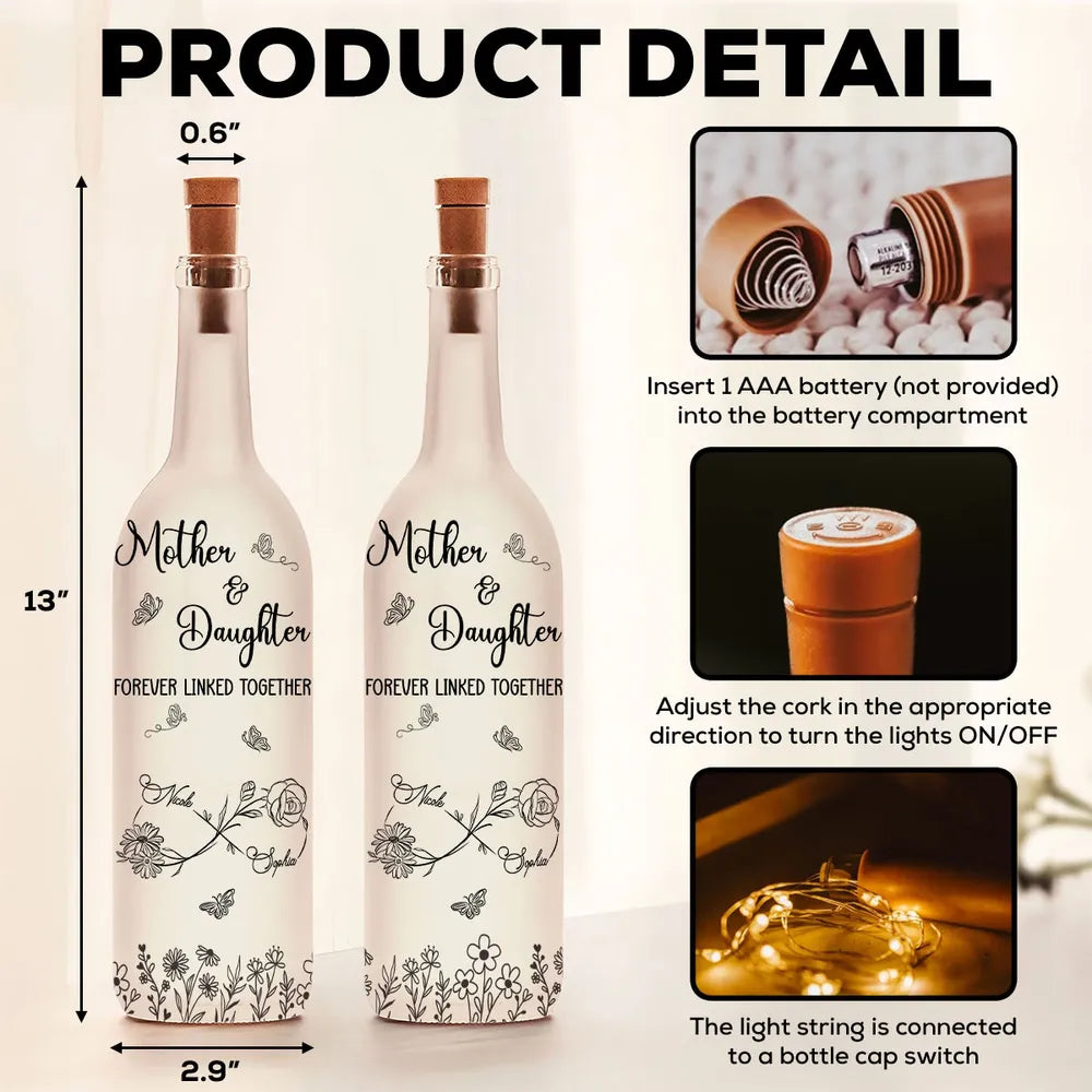 Bottle Lamp for Mother & Daughter | Gentle Glow with Meaningful Message, Gift-Ready Home Décor Piece