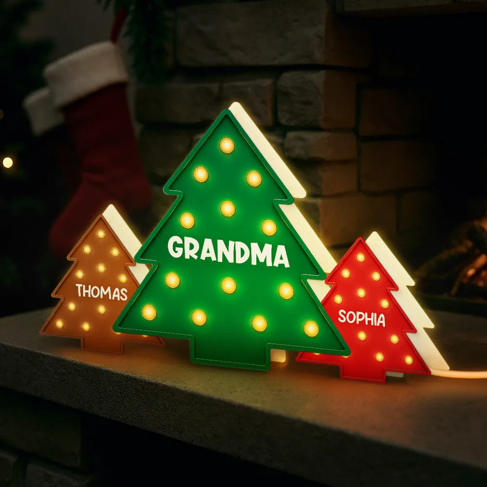 Christmas Tree Acrylic Light Box – Personalized Holiday Gift for Grandma and Family