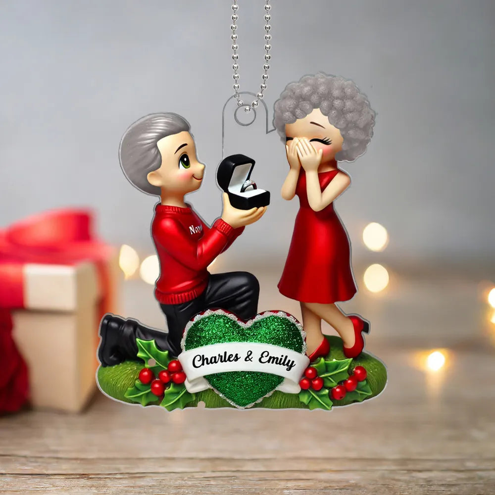 Engagement Proposal Ornament – Personalized Acrylic Ornament,  Custom Couple Keepsake