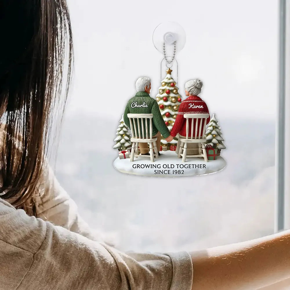 Christmas Acrylic Car Hanger for Couples – Heartwarming Holiday Keepsake, Perfect Gift for Parents or Grandparents