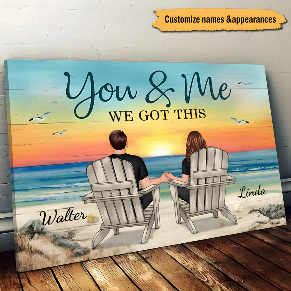 Romantic Beach Canvas for Couples, custom art with 'You & Me' vibe, perfect anniversary decor and a creative gift
