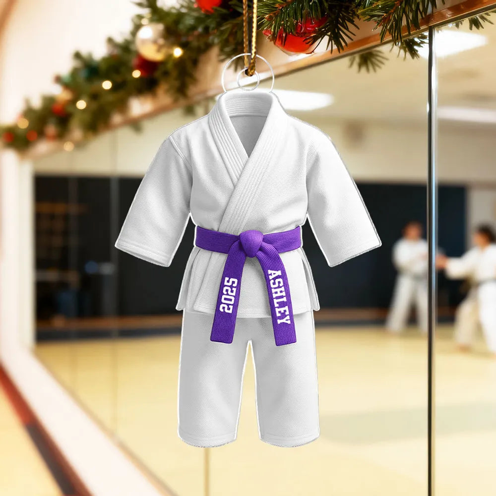 Personalized Martial Arts Uniform Acrylic Ornament, Unique Gift for Kids or Grandkids, Cute Dojo Keepsake for Home Decor
