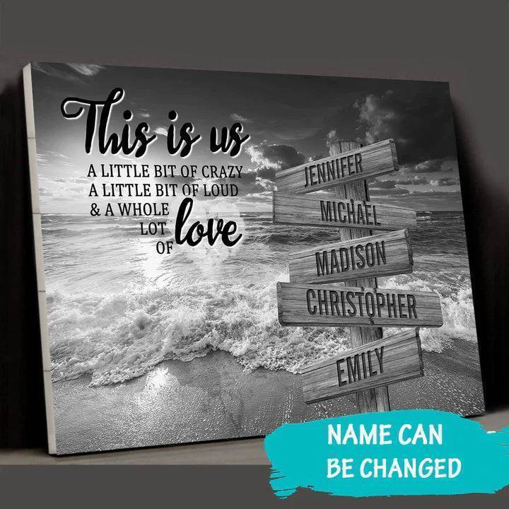 Ocean Sunset Personalized "THIS IS US" Multi-Names Premium Canvas Poster