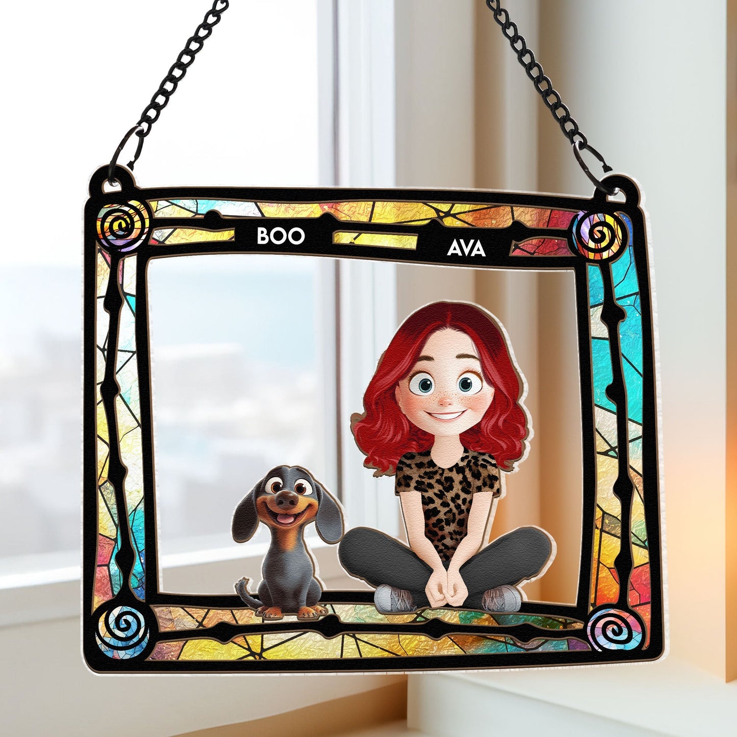 Custom Pet & Owner Wood Acrylic Ornament - Personalized Pet Lover Gift