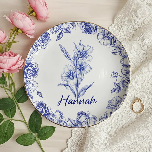 Round Jewelry Dish with Multiple Floral Color Options, Stylish Accent and Thoughtful Gift Idea