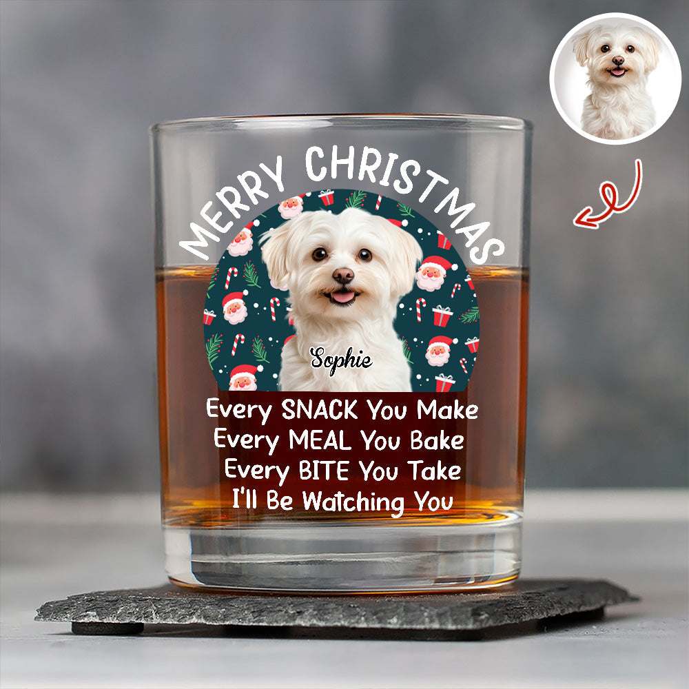 Personalized Dog Whiskey Glass Christmas Gift, Funny Watching You Quote, Unique Holiday Bar Glass for Pet Lovers