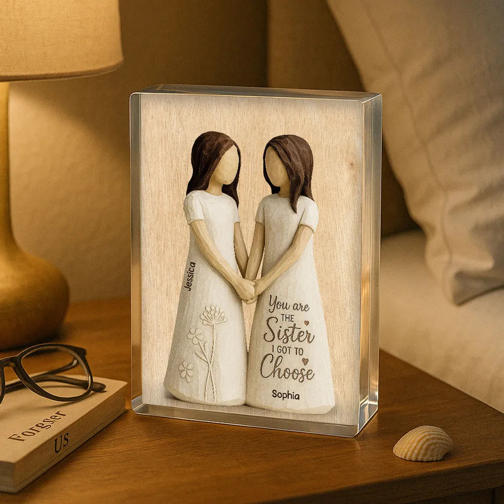 Forever Sisters by Choice – Custom Figurine Plaque for Best Friends, Gift for Her