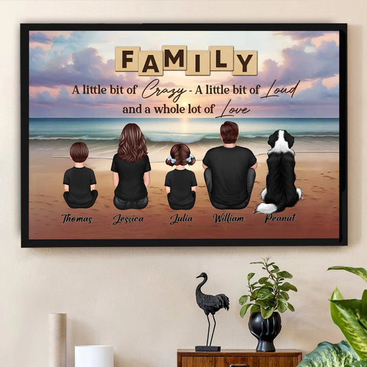 Family Backview Poster — Beach Sunset Design, a Heartfelt Wall Art That Celebrates Love and Togetherness